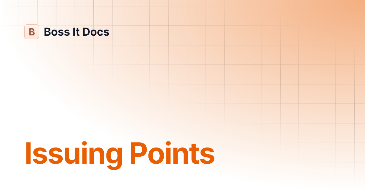 Issuing Points | Boss It Docs